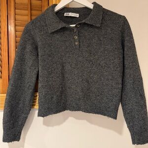Zara Charcoal Button-Up Sweater